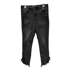 Hidden Los Angeles Crop‎ Jeans Womens 31 Raw Hem Gray Fade Stretch High Rise